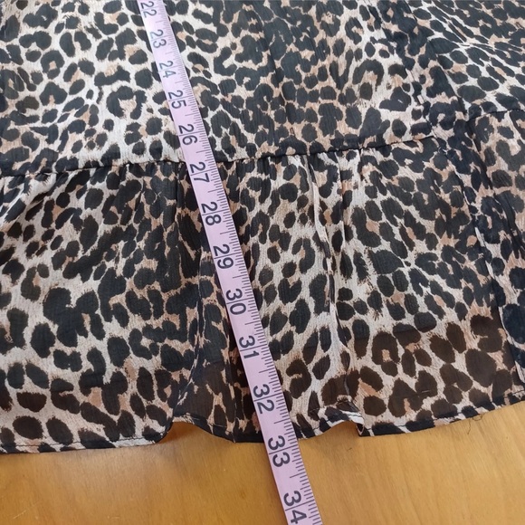 Paige Women Vittoria Silk Mini Dress Button Front Tie Waist In Natural Leopard - Picture 15 of 16